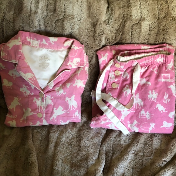 NICK&NORA PJS, VERY RARE, SZ M, HORSE/WESTERN, PINK/WHITE FLANNEL, EUC-NO FLAWS - Picture 13 of 16